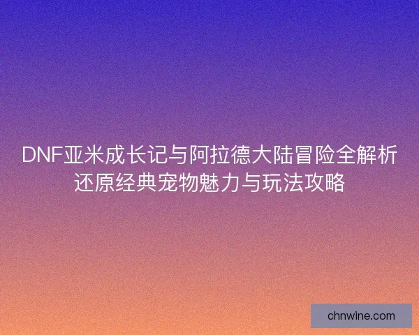 DNF亚米成长记与阿拉德大陆冒险全解析还原经典宠物魅力与玩法攻略