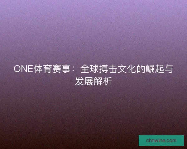 ONE体育赛事：全球搏击文化的崛起与发展解析