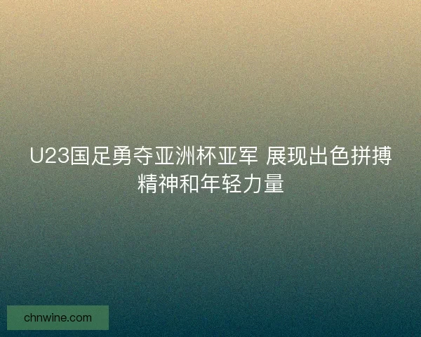 U23国足勇夺亚洲杯亚军 展现出色拼搏精神和年轻力量
